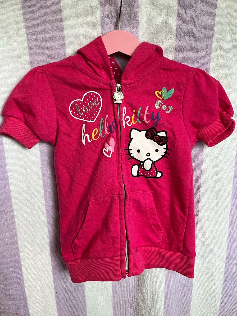 Cutie Sanrio Hello Kitty Girls Zip up Short Sleeve